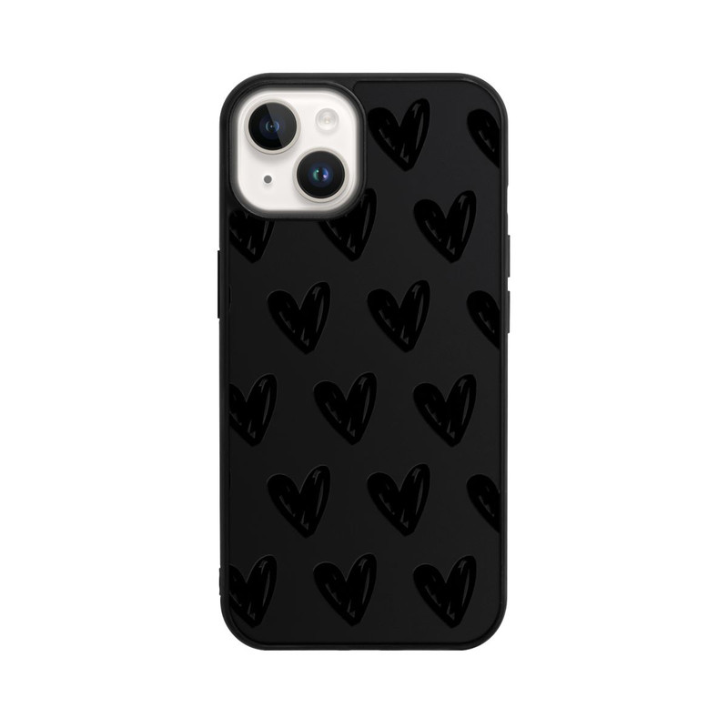 iPhone 14 Base Case Herzen Schwarz ohne Hintergrund