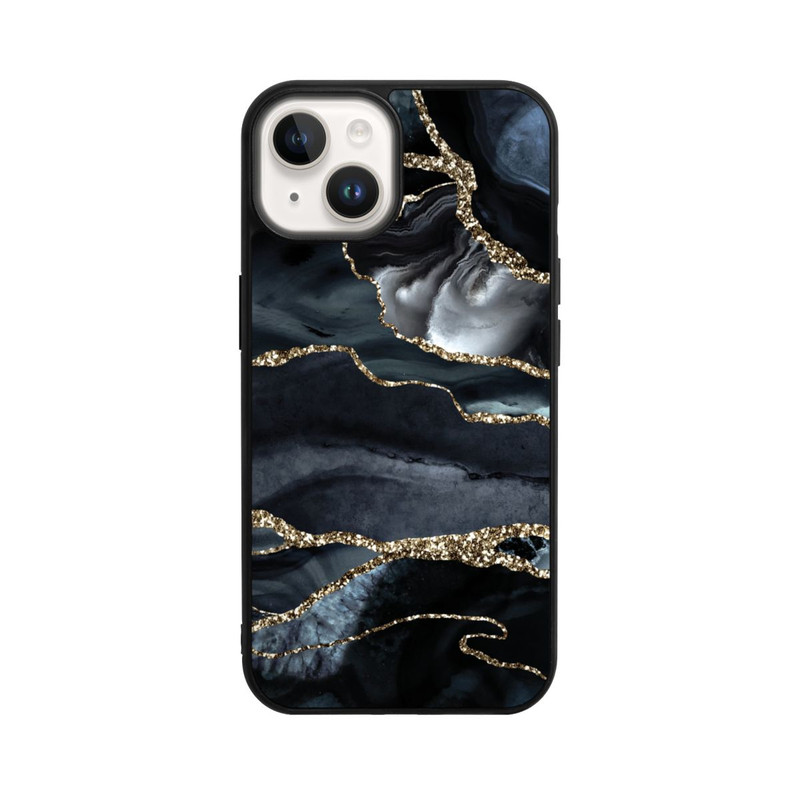 iPhone 14 Base Case Dunkler Marmor Gold Glitzerlook