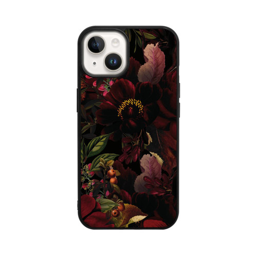 Apple iPhone 14 Base Case Dunkle Rote Vintage Barock Rosen