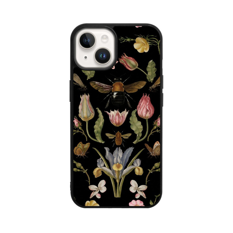 iPhone 14 Base Case Wildblumen und Biene Schwarz