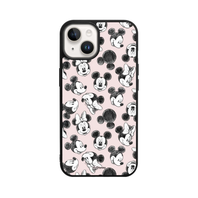 iPhone 14 Base Case Minnie & Mickey Viele Gesichter Pink