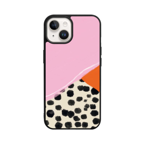 Apple iPhone 14 Base Case Rosa und Orange Gepunkteter Hintergrund
