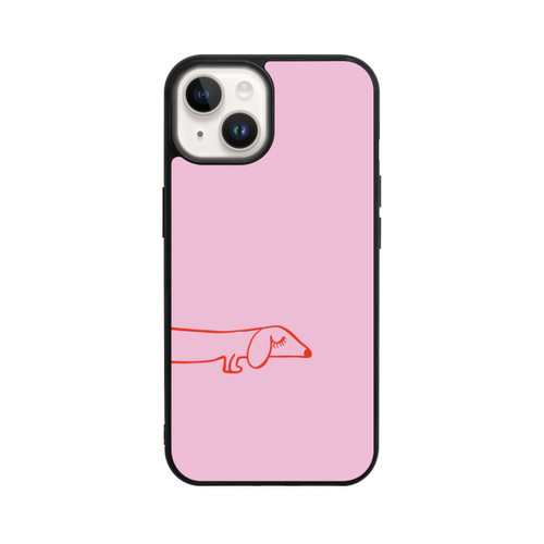 Apple iPhone 14 Base Case Dachshund Illustration Pink