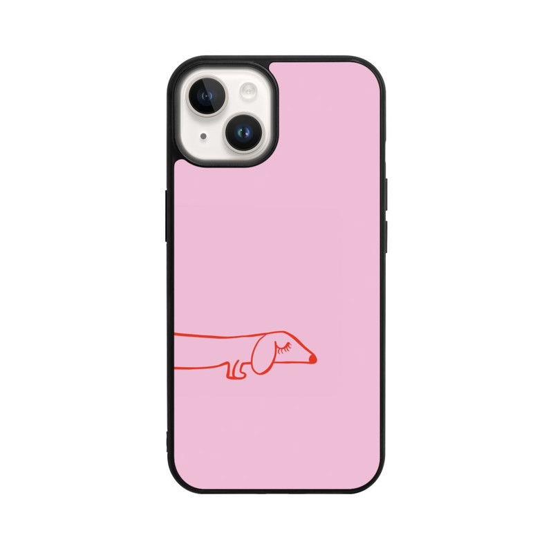 iPhone 14 Base Case Dachshund Illustration Pink