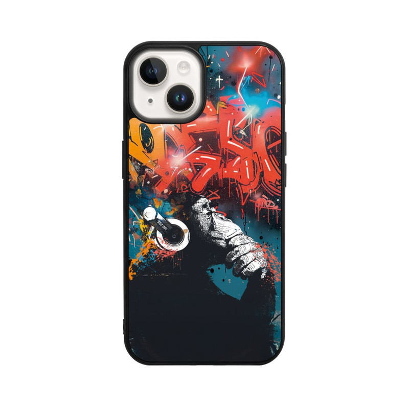 iPhone 14 Base Case Affe Stereo Kopfhörer Graffiti Street Art