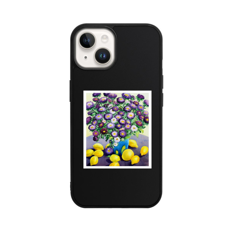 iPhone 14 Base Case Purple Asters and Lemons by Christopher Ryland