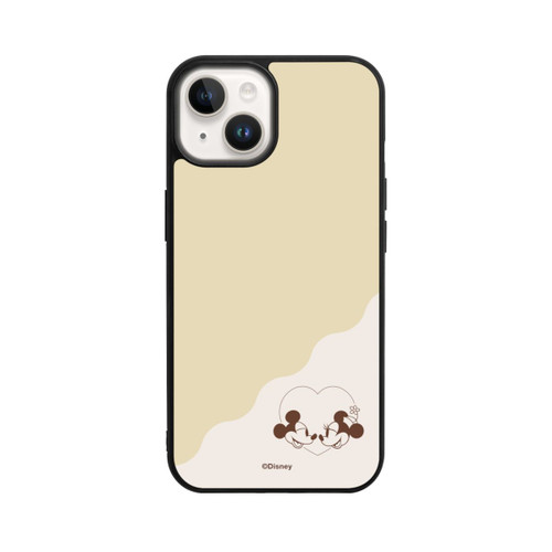 Apple iPhone 14 Base Case Mickey and Minnie Love Heart Beige