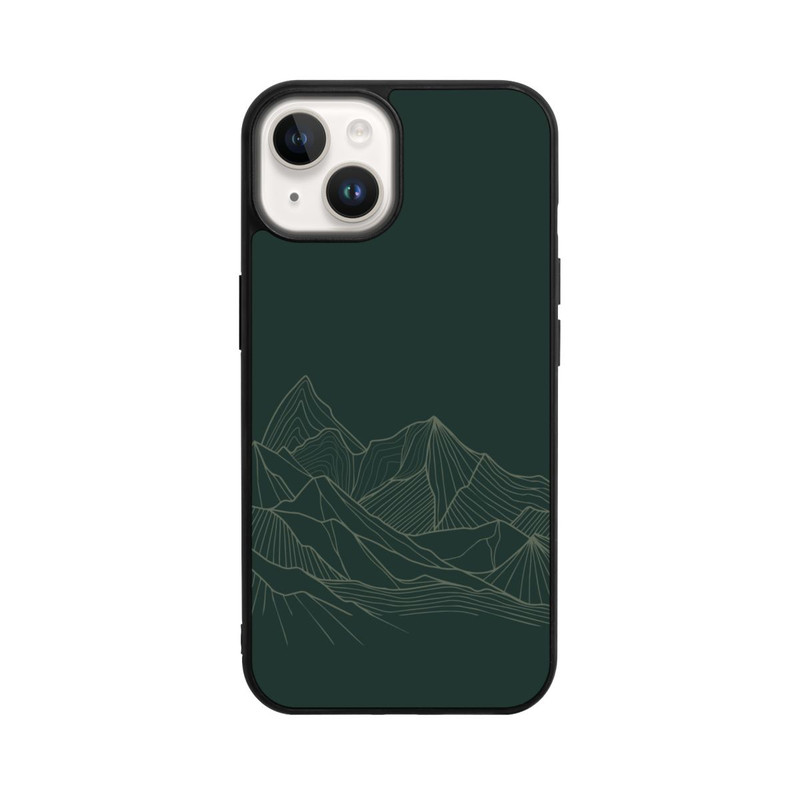 iPhone 14 Base Case Berg Line Art Grün