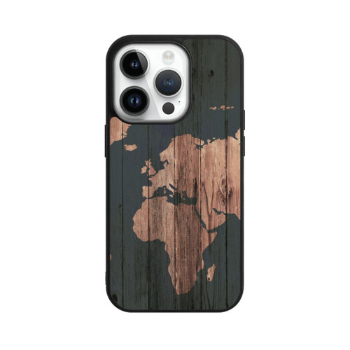 Apple iPhone 14 Pro Base Case Wooden World Map