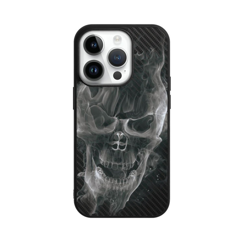 iPhone 14 Pro Base Case rauchender Totenkopf Carbon
