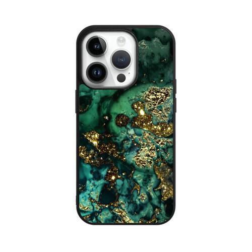 Apple iPhone 14 Pro Base Case Cyan Glitzer Marmorlook