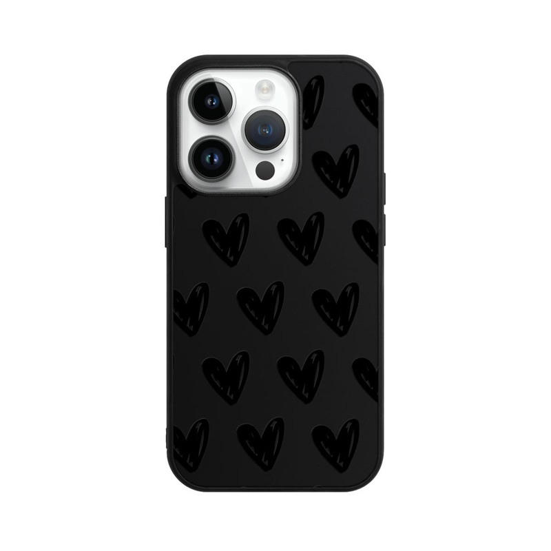 iPhone 14 Pro Base Case Herzen Schwarz ohne Hintergrund