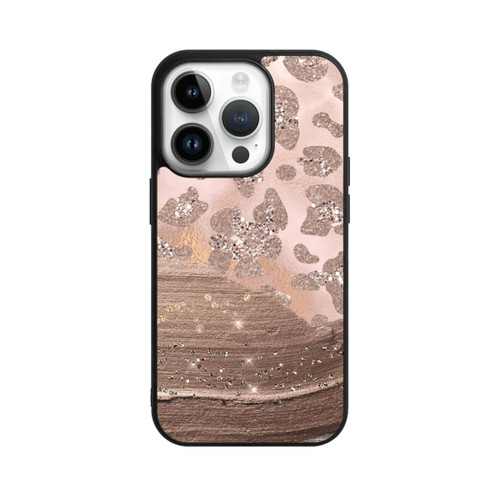 Apple iPhone 14 Pro Base Case Silberner Leoparden Glitzerlook