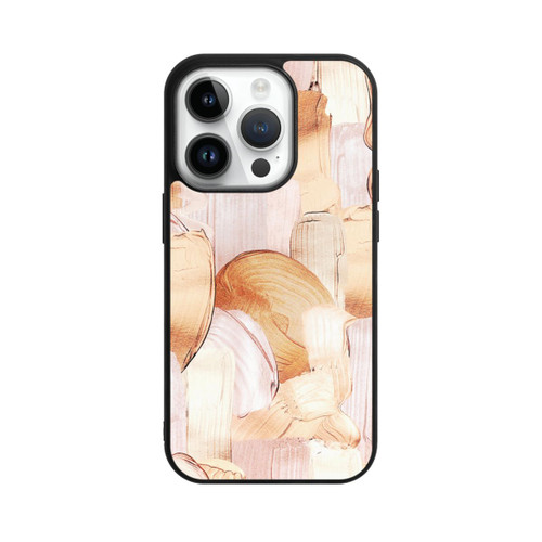 Apple iPhone 14 Pro Base Case Weiß/Gold Pinsel Muster