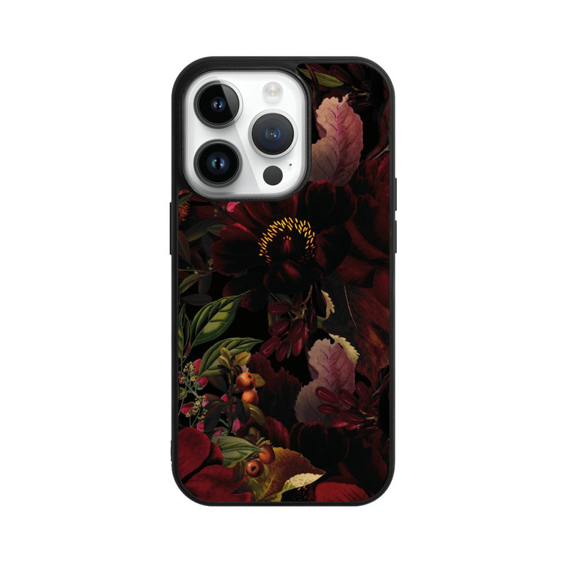 iPhone 14 Pro Base Case Dunkle Rote Vintage Barock Rosen