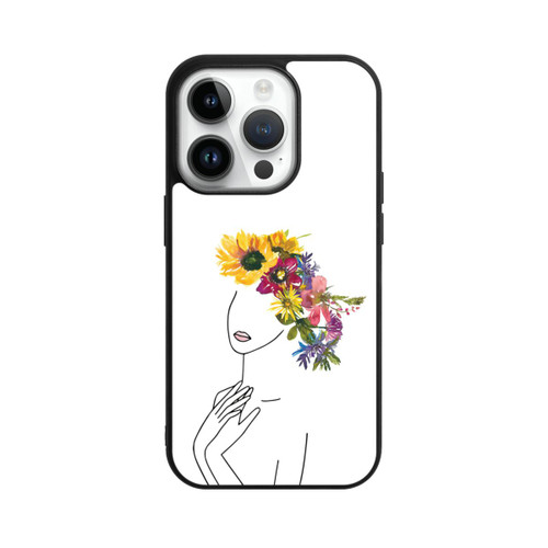 Apple iPhone 14 Pro Base Case Line Art Frau mit Blumenkrone