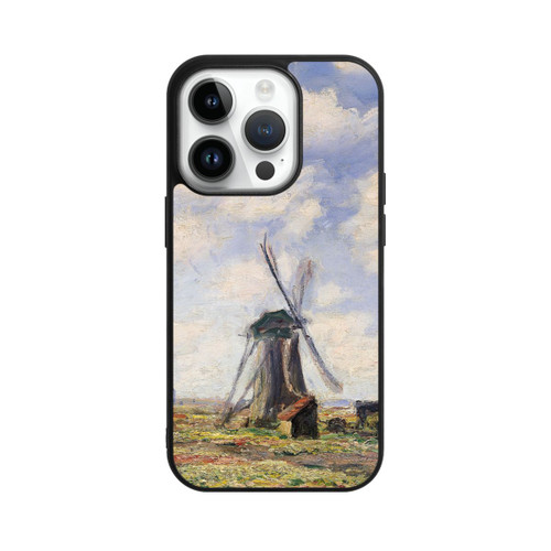 Apple iPhone 14 Pro Base Case Tulpenfelder mit der Rijnsburger Windmühle von Claude Monet
