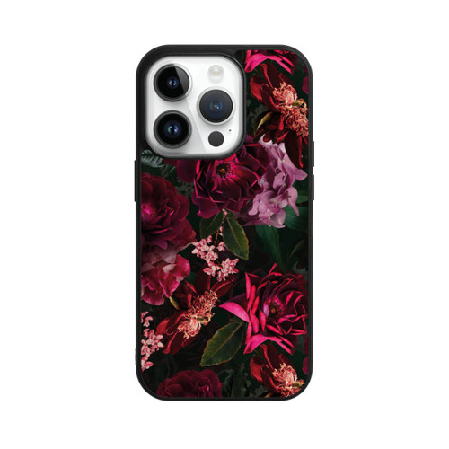 Apple iPhone 14 Pro Base Case Dunkle romantische Vintage Rosen und Pfingstrosen