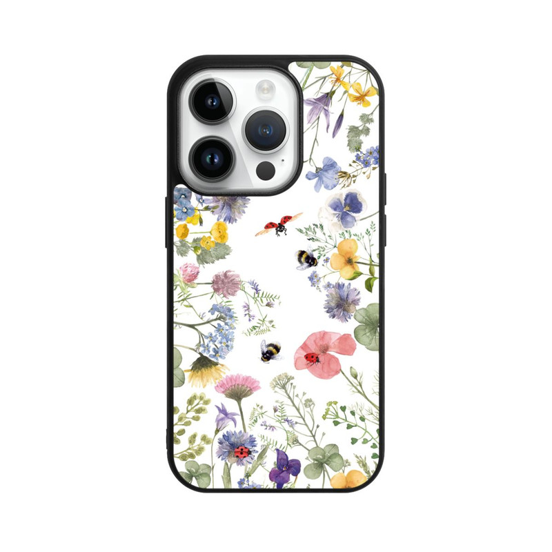 iPhone 14 Pro Base Case Bunte Frühlingsblumen und Bienen