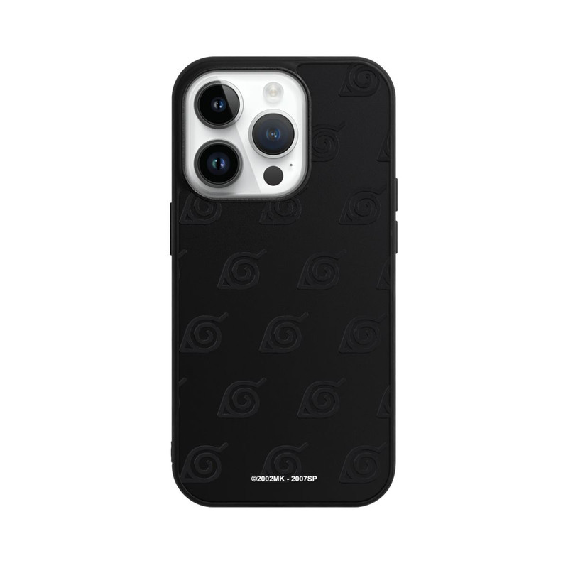iPhone 14 Pro Base Case Schwarzes Konoha-Muster Transparent