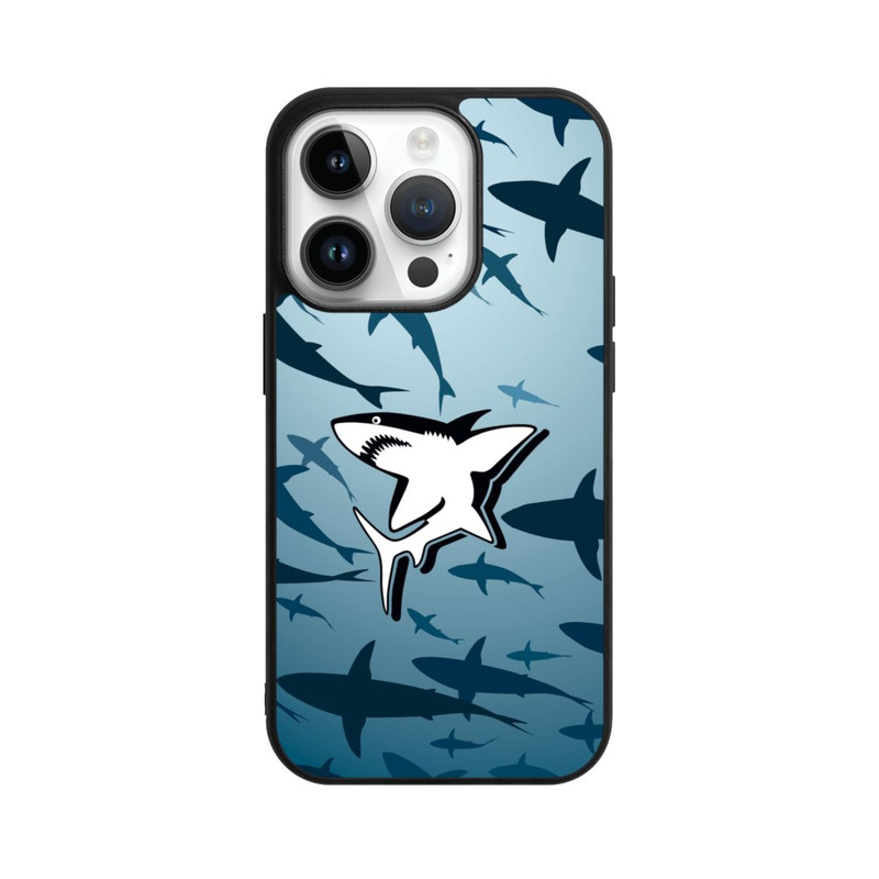 iPhone 14 Pro Base Case Haie Muster Blau