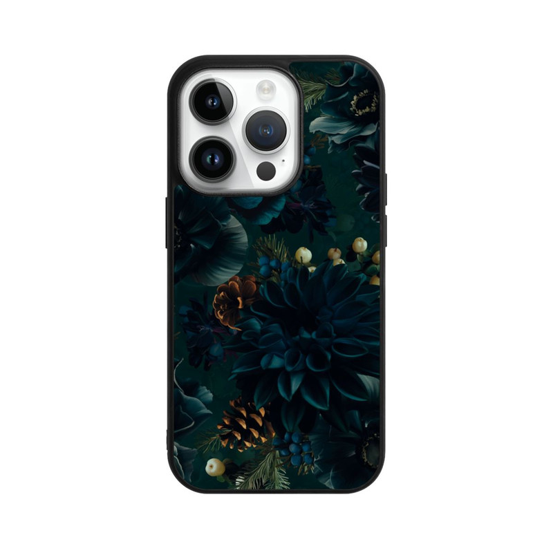 iPhone 14 Pro Base Case Blumenmuster Grün und Blau