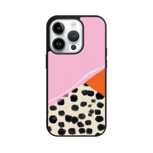 Apple iPhone 14 Pro Base Case Rosa und Orange Gepunkteter Hintergrund