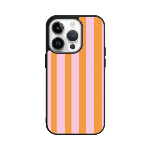Apple iPhone 14 Pro Base Case Orange Rosa Streifen