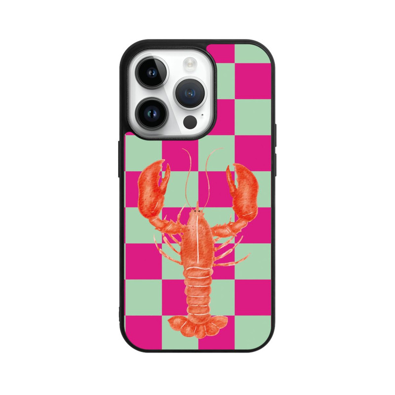 iPhone 14 Pro Base Case Pink Checkers Lobster