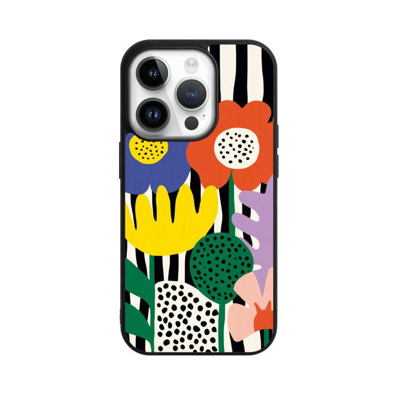 iPhone 14 Pro Base Case Flowers Striped Background