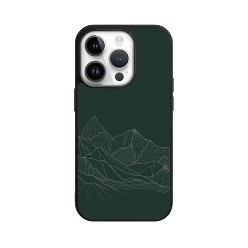 Apple iPhone 14 Pro Base Case Berg Line Art Grün