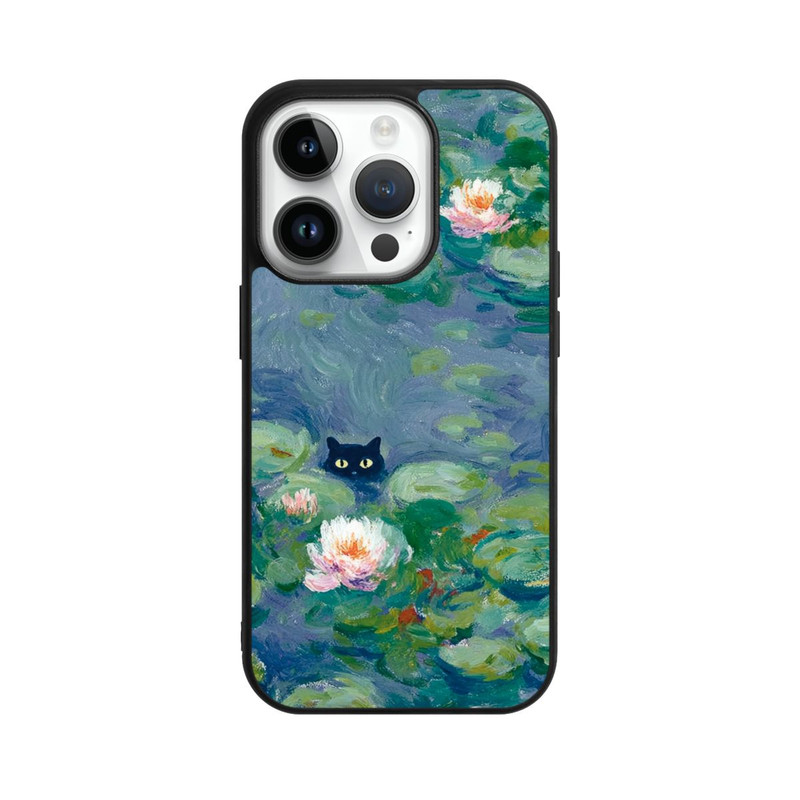 iPhone 14 Pro Base Case Katze im Teich Gemälde Impressionismus