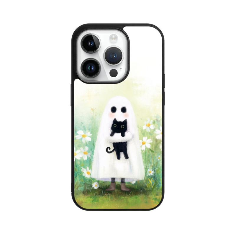 iPhone 14 Pro Base Case Geist und Katze Halloween mit KI