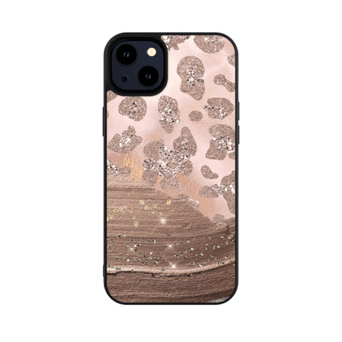 Apple iPhone 14 Plus Base Case Silberner Leoparden Glitzerlook