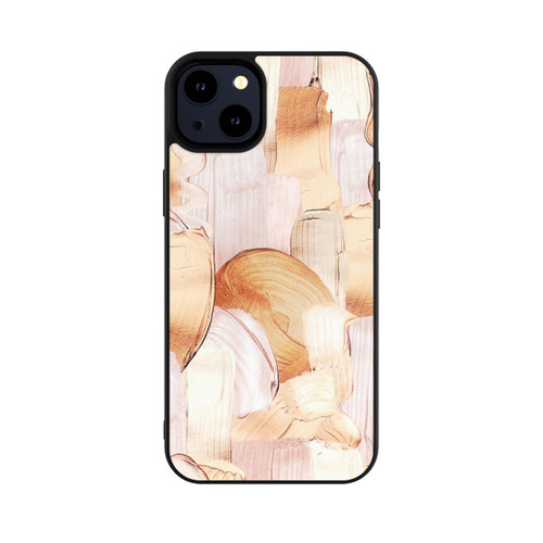 Apple iPhone 14 Plus Base Case Weiß/Gold Pinsel Muster