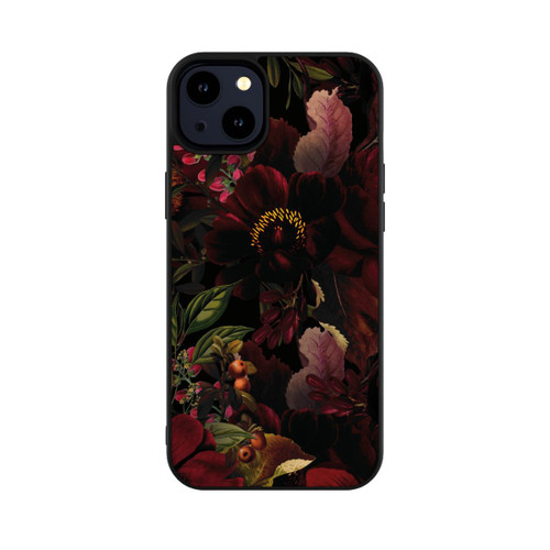 Apple iPhone 14 Plus Base Case Dunkle Rote Vintage Barock Rosen
