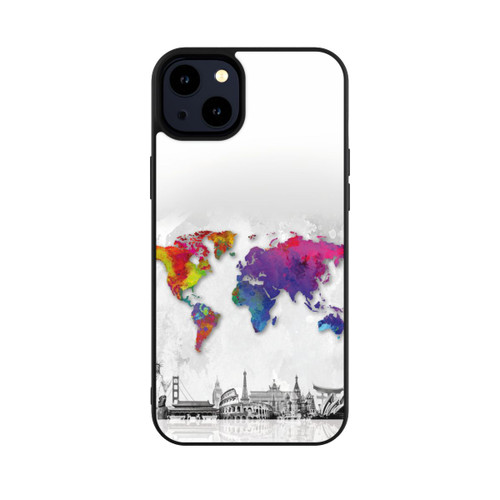Apple iPhone 14 Plus Base Case Weltkarte mit Skyline