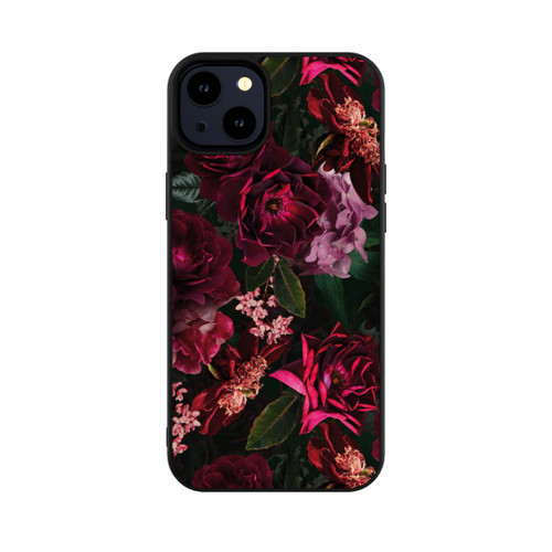 Apple iPhone 14 Plus Base Case Dunkle romantische Vintage Rosen und Pfingstrosen