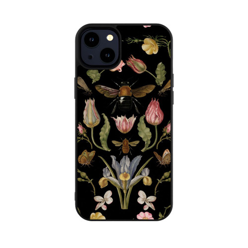 Apple iPhone 14 Plus Base Case Wildblumen und Biene Schwarz