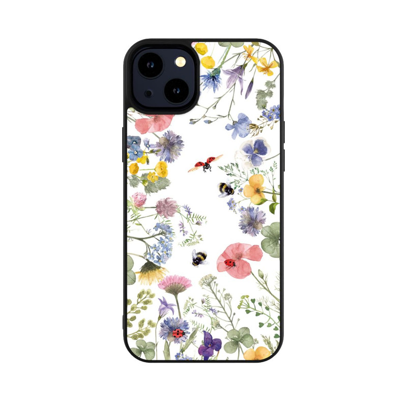 iPhone 14 Plus Base Case Bunte Frühlingsblumen und Bienen