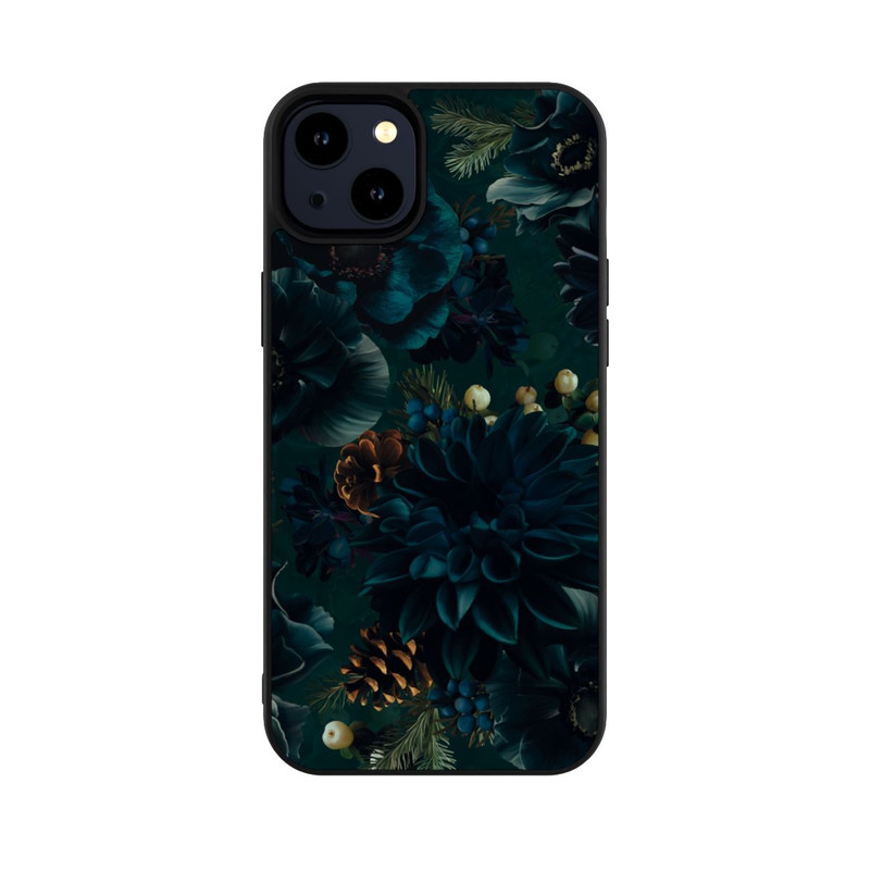 iPhone 14 Plus Base Case Blumenmuster Grün und Blau