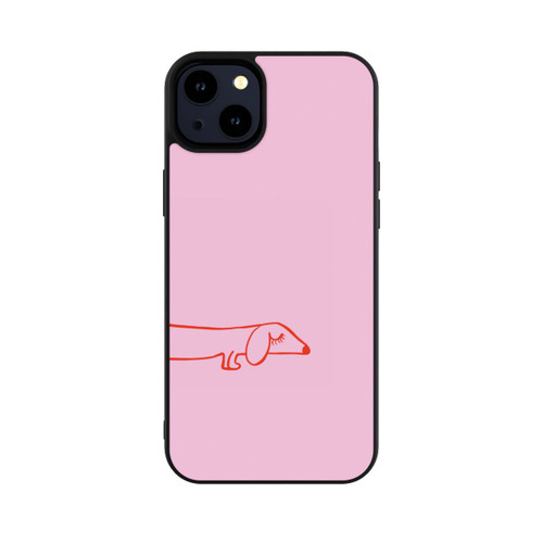 Apple iPhone 14 Plus Base Case Dachshund Illustration Pink