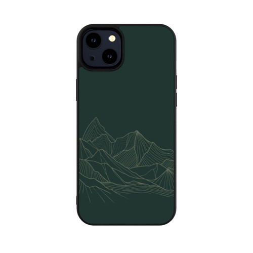 Apple iPhone 14 Plus Base Case Berg Line Art Grün