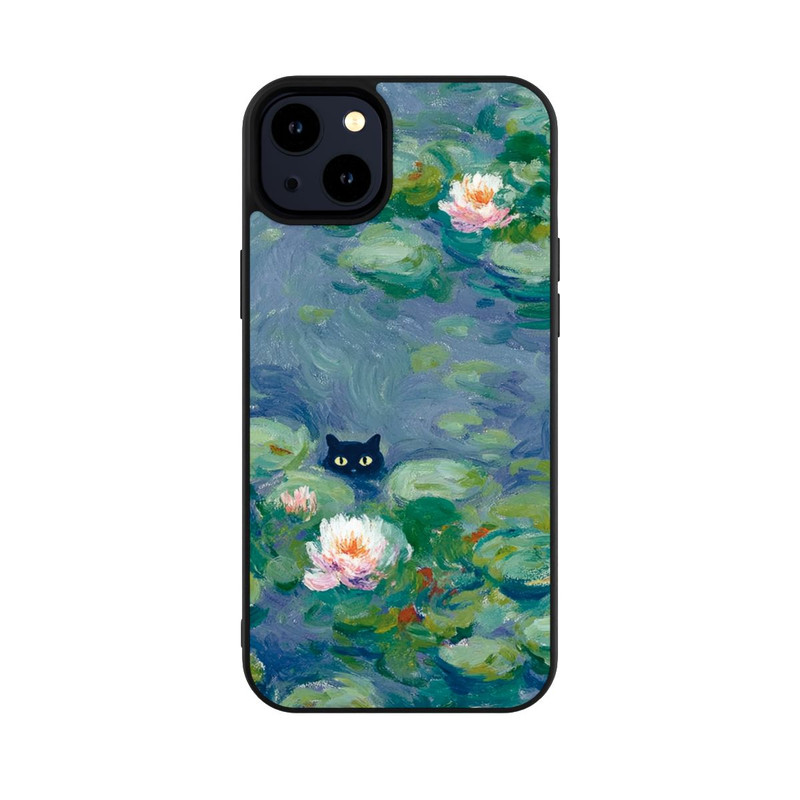iPhone 14 Plus Base Case Katze im Teich Gemälde Impressionismus