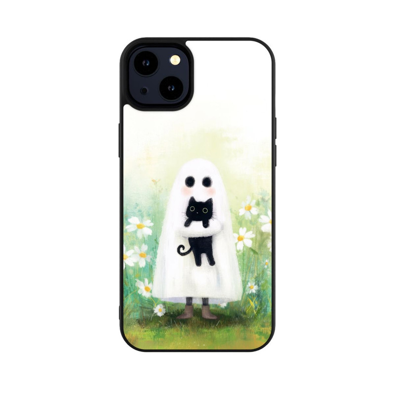iPhone 14 Plus Base Case Geist und Katze Halloween mit KI