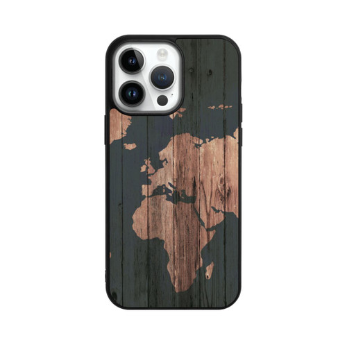 Apple iPhone 14 Pro Max Base Case Wooden World Map