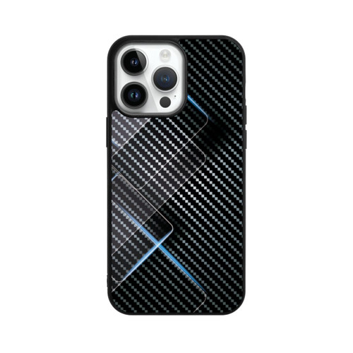Apple iPhone 14 Pro Max Base Case Blaue Linien auf Karbon