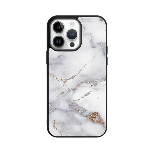 Apple iPhone 14 Pro Max Base Case Silberglitzer Marmorlook