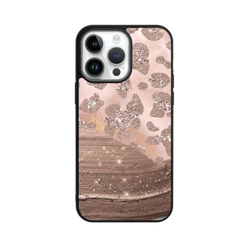 Apple iPhone 14 Pro Max Base Case Silberner Leoparden Glitzerlook