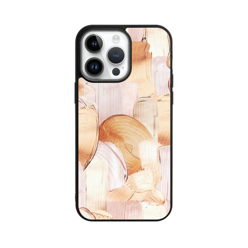 Apple iPhone 14 Pro Max Base Case Weiß/Gold Pinsel Muster